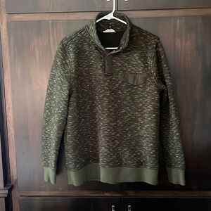 Entro Green Quilted Snap Neck Long Sleeve Top Medium